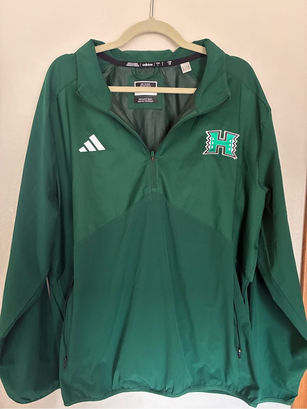 Adidas Green University of Hawaii 1/4 Zip Pullover